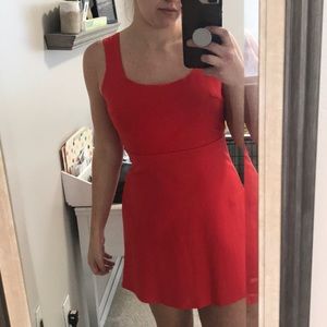 Orangish Red backless mini dress